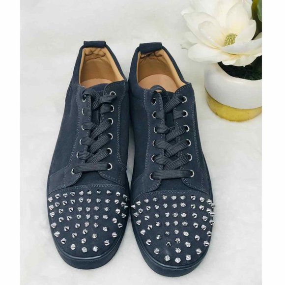 Suede & Spike Toe Fashion Sneakers, Cement - 46 - Picture 2 of 9